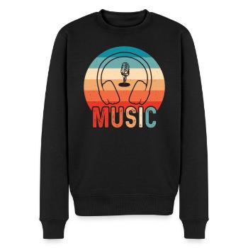 Vinyl Musiker Retro Musik Vinyl Vintage Musizieren - Männer Premium Bio Pullover - Schwarz - Vorne - Nico (187cm)