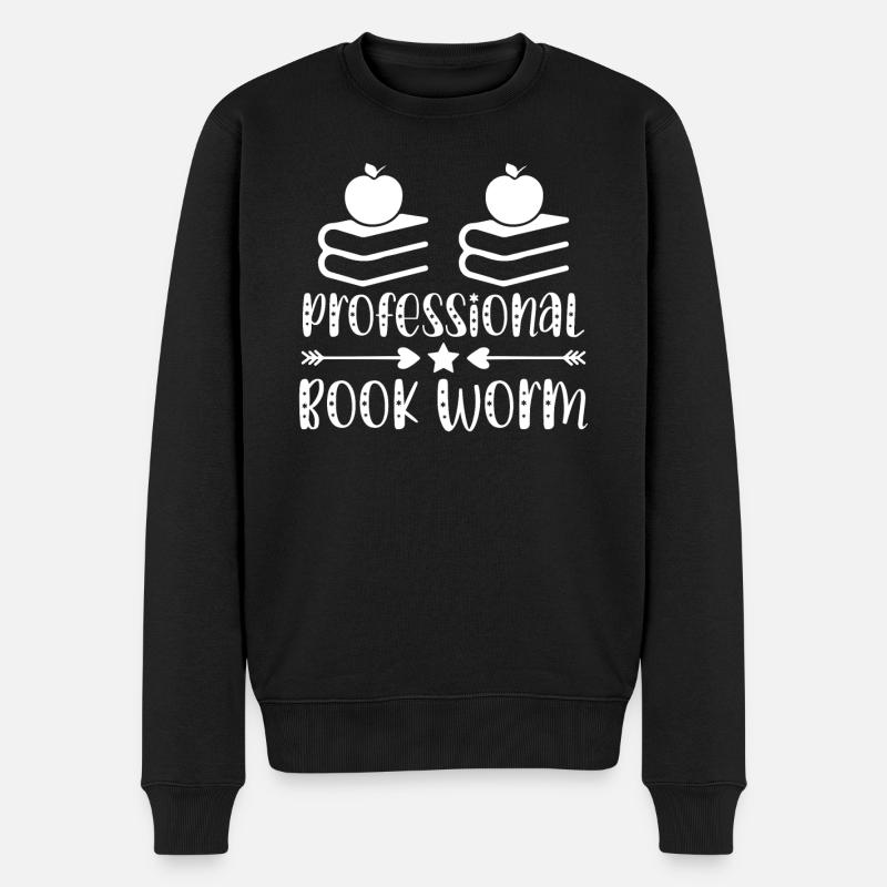 Bücher Lesen Bücherwurm - Männer Premium Bio Pullover - Schwarz