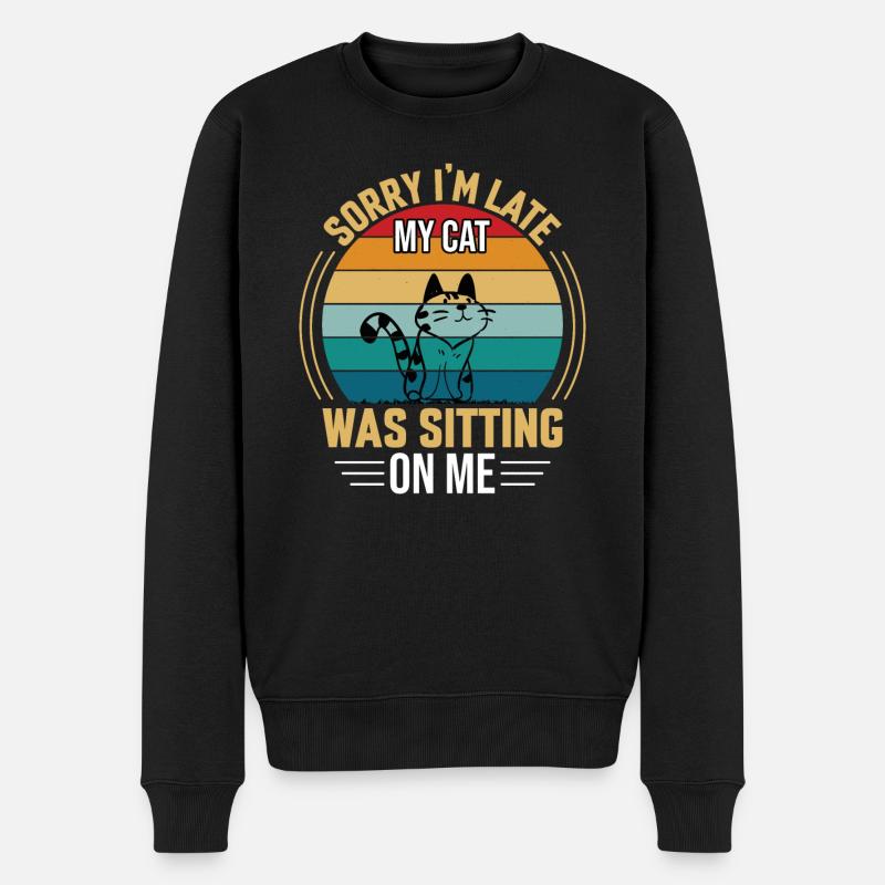 Katze Katzen Spruch lustig - Männer Premium Bio Pullover - Schwarz