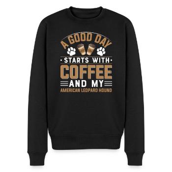 Amerikanischer Leopardenhund Kaffee Trinken - Männer Premium Bio Pullover - Schwarz - Vorne - Nico (187cm)