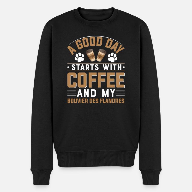 Bouvier des Flandres Kaffee Kaffeeliebhaber - Männer Premium Bio Pullover - Schwarz