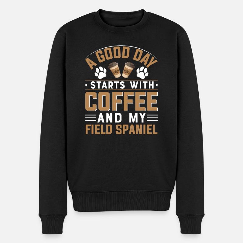 Field Spaniel Kaffee Trinken Koffein Hunderasse - Männer Premium Bio Pullover - Schwarz