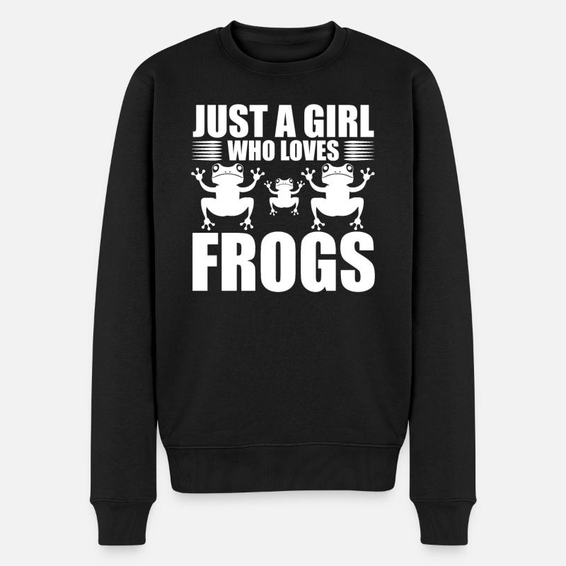 Frosch Mädchen Kinder Frösche - Männer Premium Bio Pullover - Schwarz