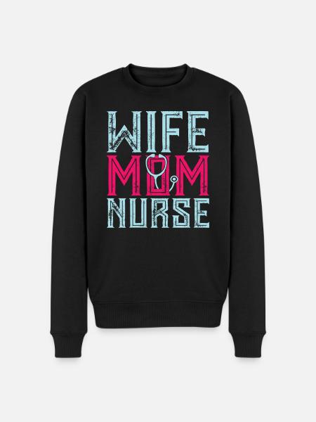 wife mother nurse mom medicine - Men's Premium Organic Jumper - black