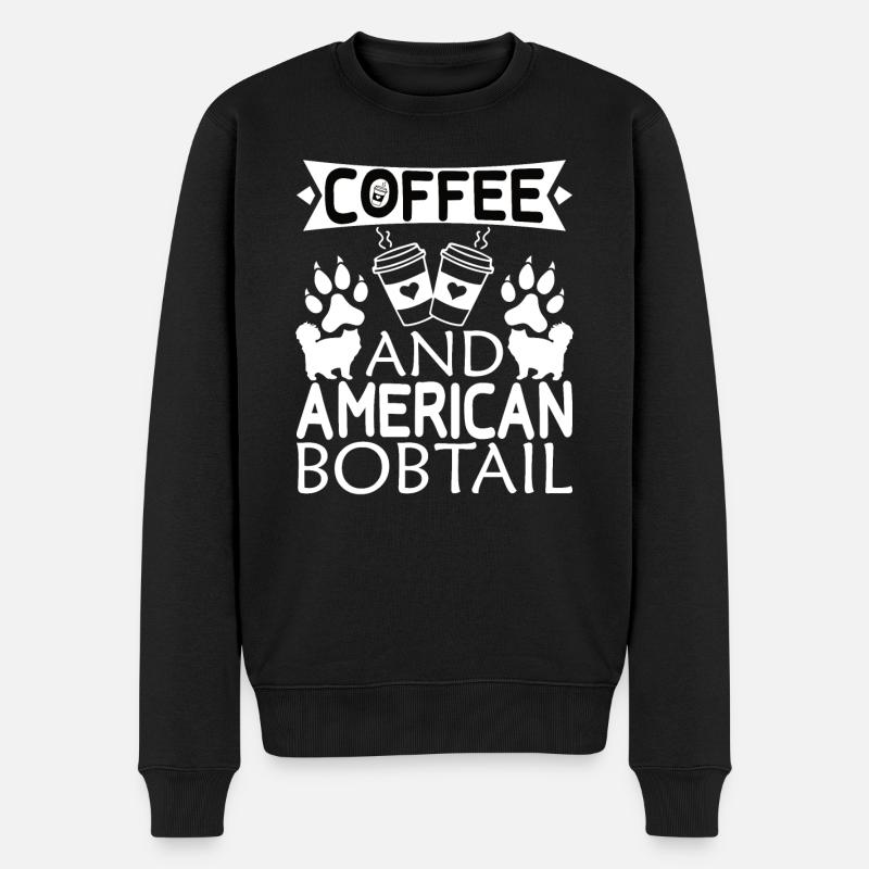 American bobtail Kaffee Trinken Koffein Pfote Hund - Männer Premium Bio Pullover - Schwarz