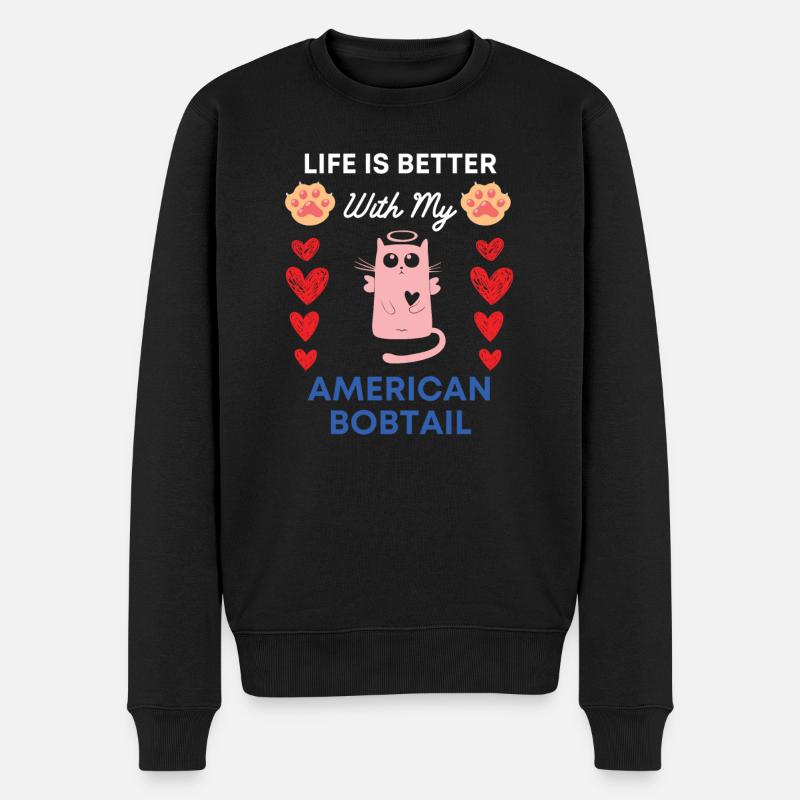 American bobtail Pfote Hund - Männer Premium Bio Pullover - Schwarz