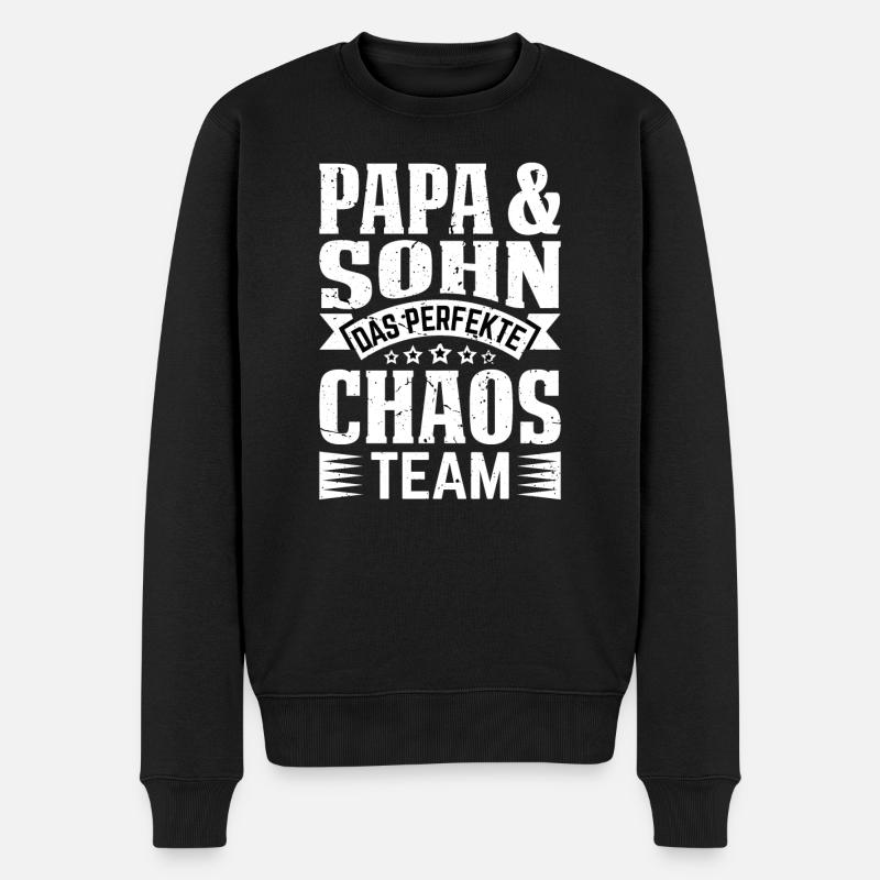 Papa und Söhne Sohn Vater Sohn - Männer Premium Bio Pullover - Schwarz