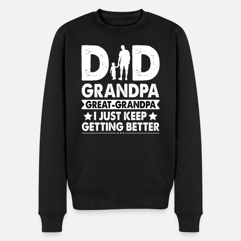 Ich Bin Ein Papa, Opa Und Ein Uropa Vatertag Vater - Männer Premium Bio Pullover - Schwarz