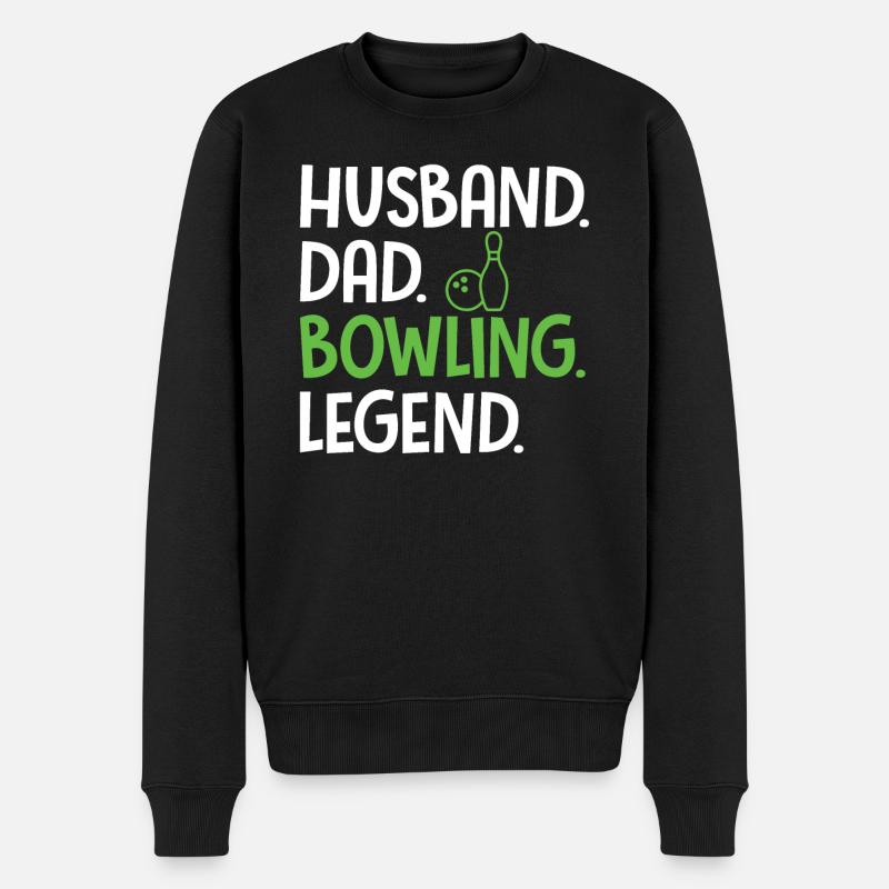 Bowling Vater Papa Cooler - Männer Premium Bio Pullover - Schwarz