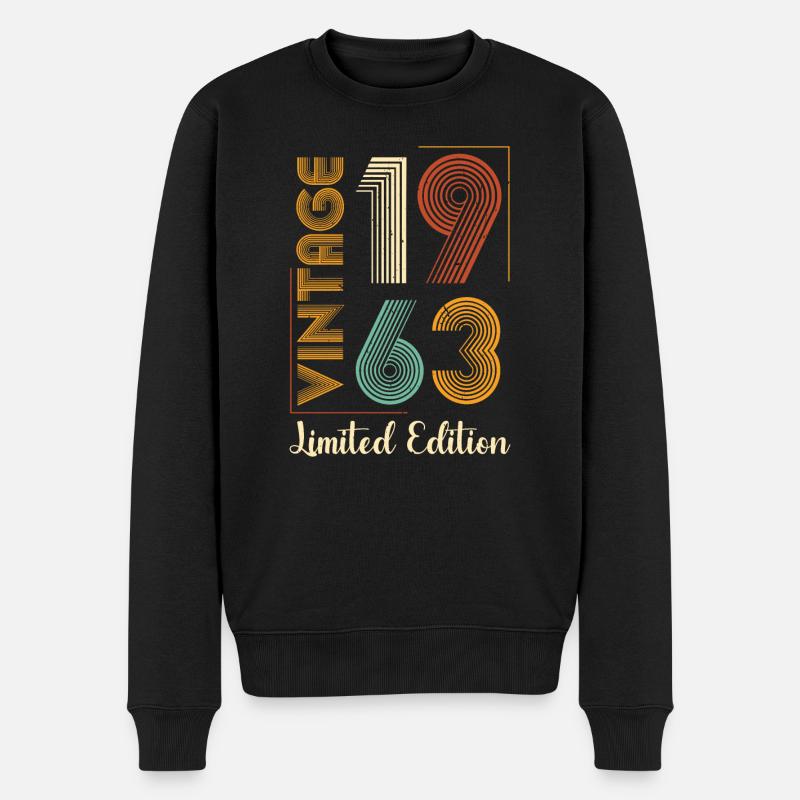 Geburtsjahr 1963 Vintage Geburtstag Legende 1963 - Männer Premium Bio Pullover - Schwarz
