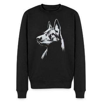Deutscher Schäferhund Kopf Personalisierungsmotiv - Männer Premium Bio Pullover - Schwarz - Vorne - Nico (187cm)