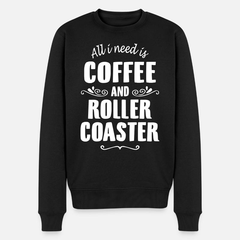 Coffee and Roller Coaster - Männer Premium Bio Pullover - Schwarz