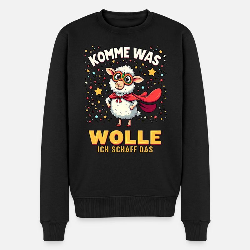 Komme was wolle - Karneval Schaf - Männer Premium Bio Pullover - Schwarz