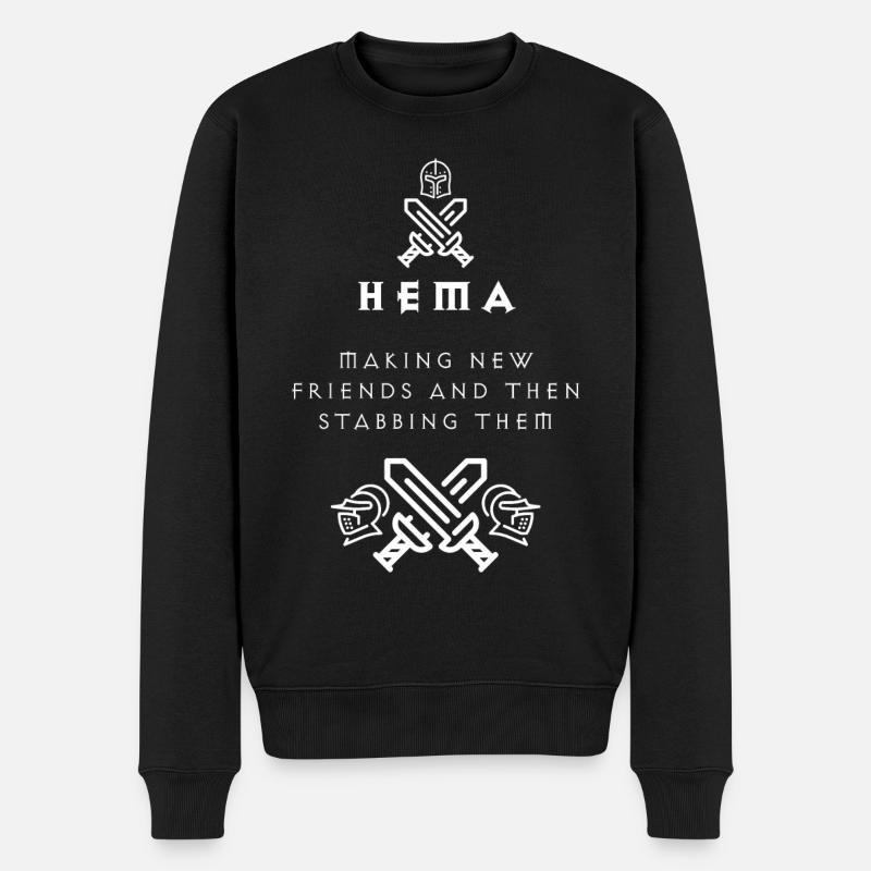Ritter. Schwertkämpfer. Fechten. HEMA - Männer Premium Bio Pullover - Schwarz