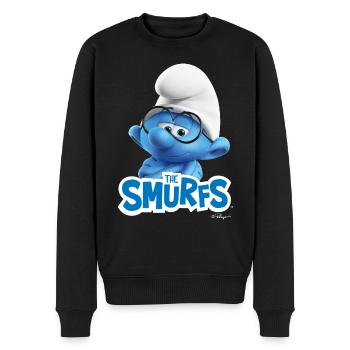 Die Schlümpfe Schlaubi Schlumpf - Männer Premium Bio Pullover - Schwarz - Vorne - Nico (187cm)
