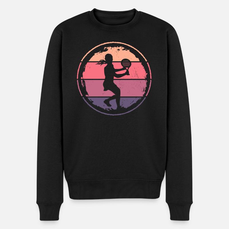 Retro Padel Spielerin Design Padel-Tennis Mädchen - Männer Premium Bio Pullover - Schwarz