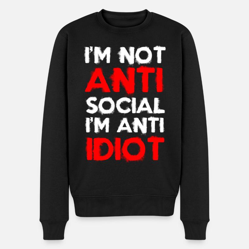 Idioten Büro Provokation - Männer Premium Bio Pullover - Schwarz