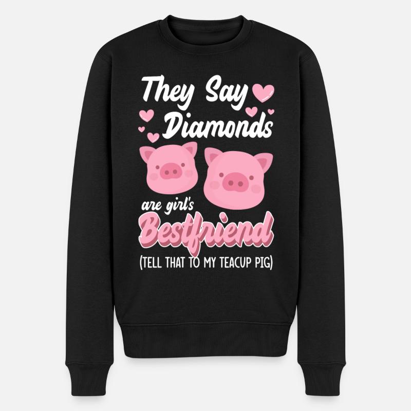 Teacup schwein ferkel niedlich - Männer Premium Bio Pullover - Schwarz