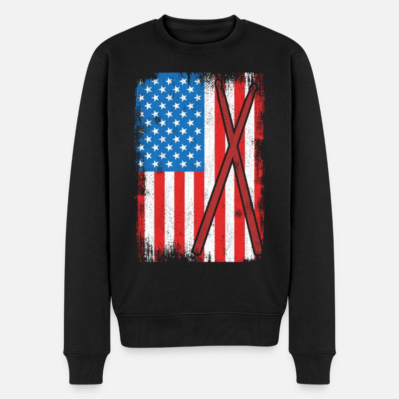 USA Schlagzeug - Männer Premium Bio Pullover - Schwarz