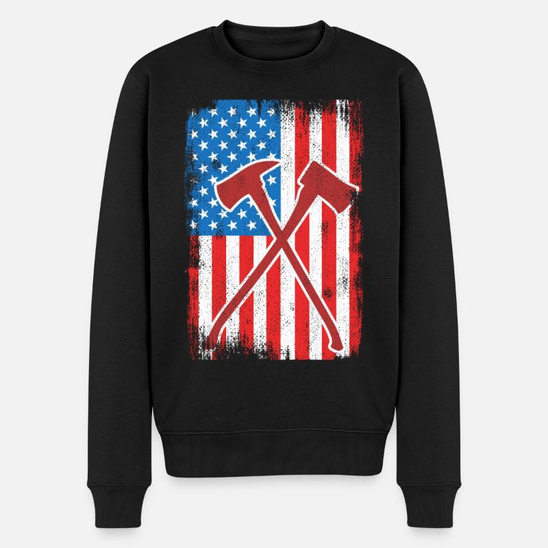4 juillet Pompier américain - Pull Premium bio Homme - noir