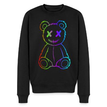 Farbenfroher Bär - Männer Premium Bio Pullover - Schwarz - Vorne - Nico (187cm)