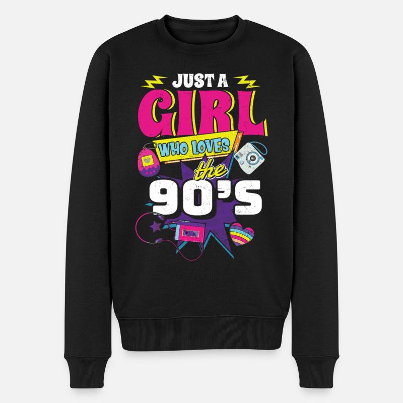 90er Jahre - Männer Premium Bio Pullover - Schwarz