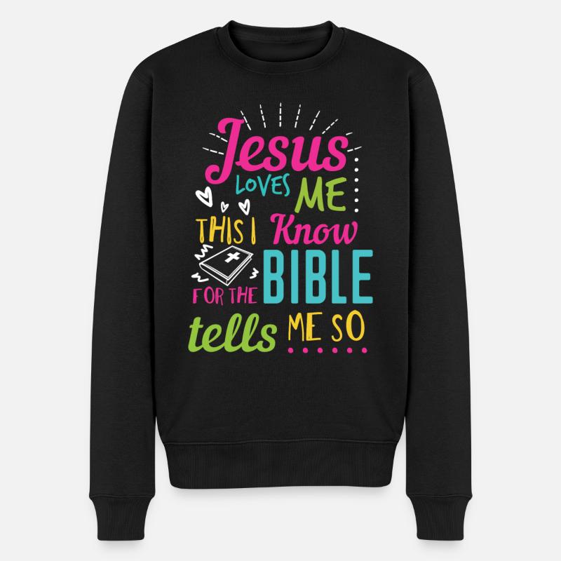 Jesus Design Ja Jesus liebt mich Geburtstagsgeschenkidee - Männer Premium Bio Pullover - Schwarz