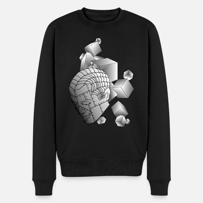 Roboter mit Würfel hellgrau - Männer Premium Bio Pullover - Schwarz