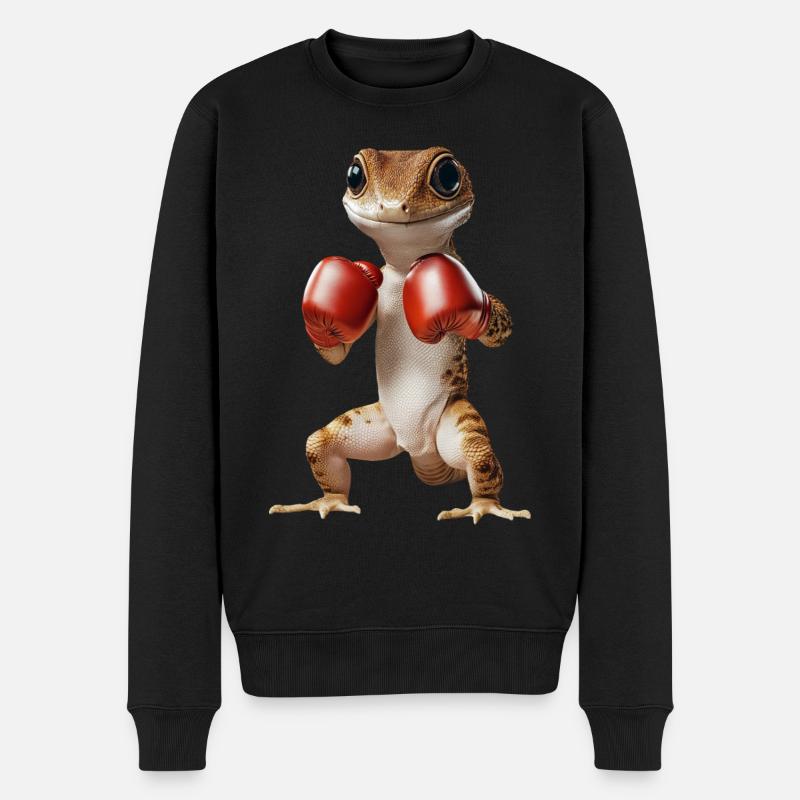 Gecko - Männer Premium Bio Pullover - Schwarz