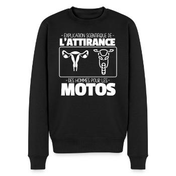 Explication scientifique motard moto humour - Pull Premium bio Homme - noir - Devant - Nico (187cm)