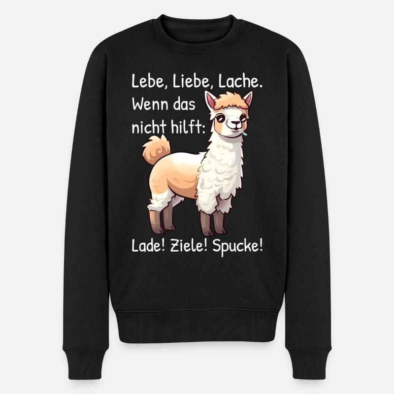 Lebe Liebe Lache wenn das nicht Alpaka Sprüche - Männer Premium Bio Pullover - Schwarz