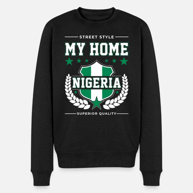 My Home Nigeria - Männer Premium Bio Pullover - Schwarz