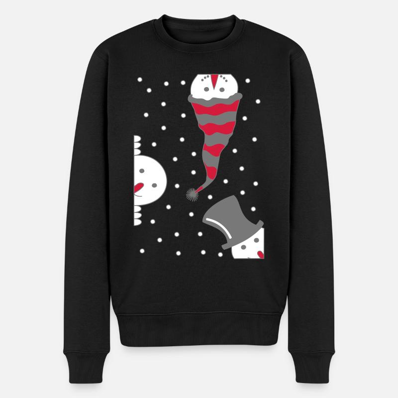 Neugierige Schneemänner - Männer Premium Bio Pullover - Schwarz