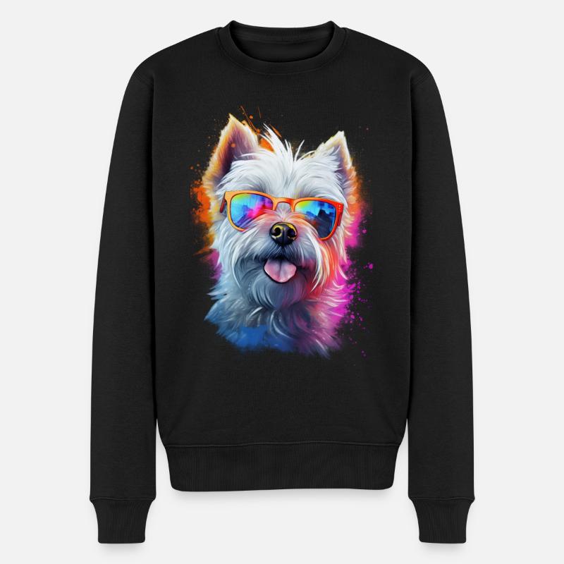 Yorkshire Terrier Hund mit Brille - Männer Premium Bio Pullover - Schwarz