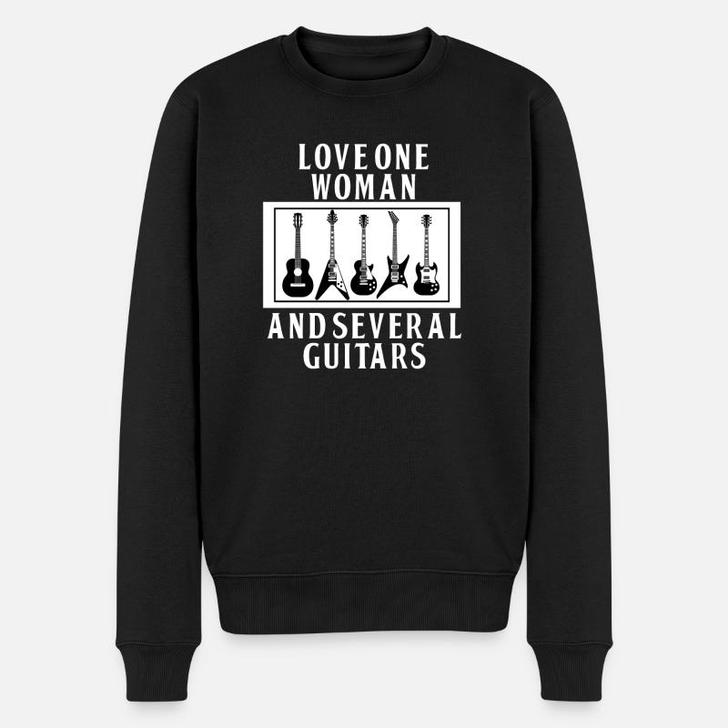 LIEBE EINE FRAU UND MEHRERE GITARREN - Männer Premium Bio Pullover - Schwarz