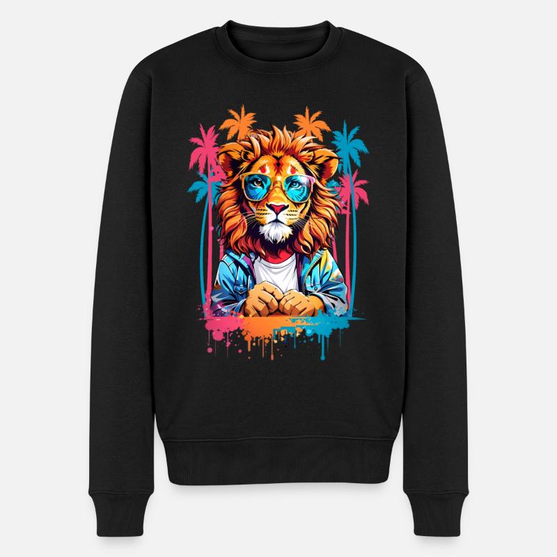 Coole Löwe - Männer Premium Bio Pullover - Schwarz