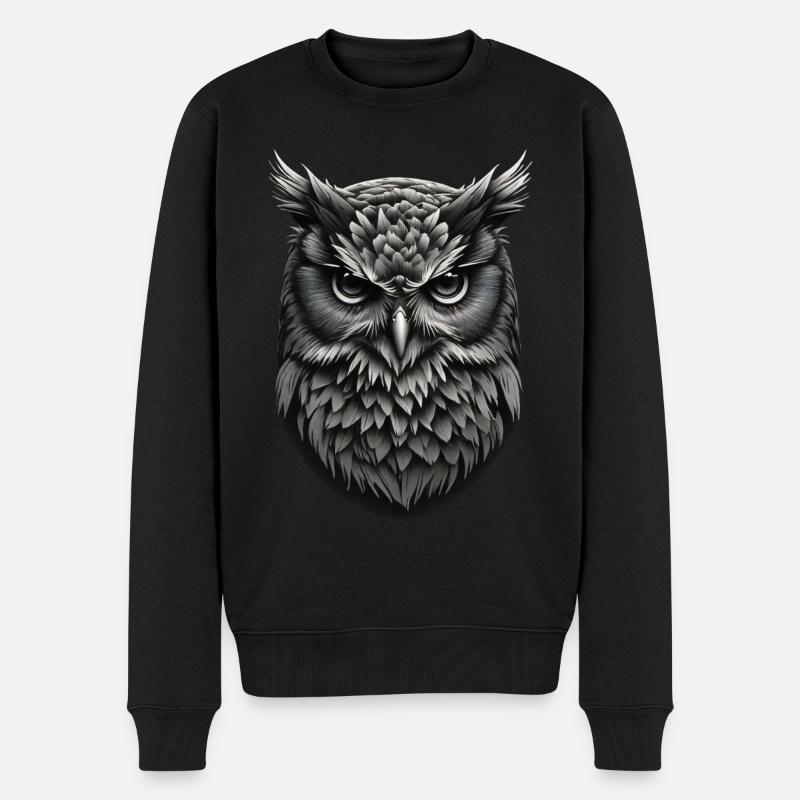 Splendeur majestueuse de hibou - Pull Premium bio Homme - noir