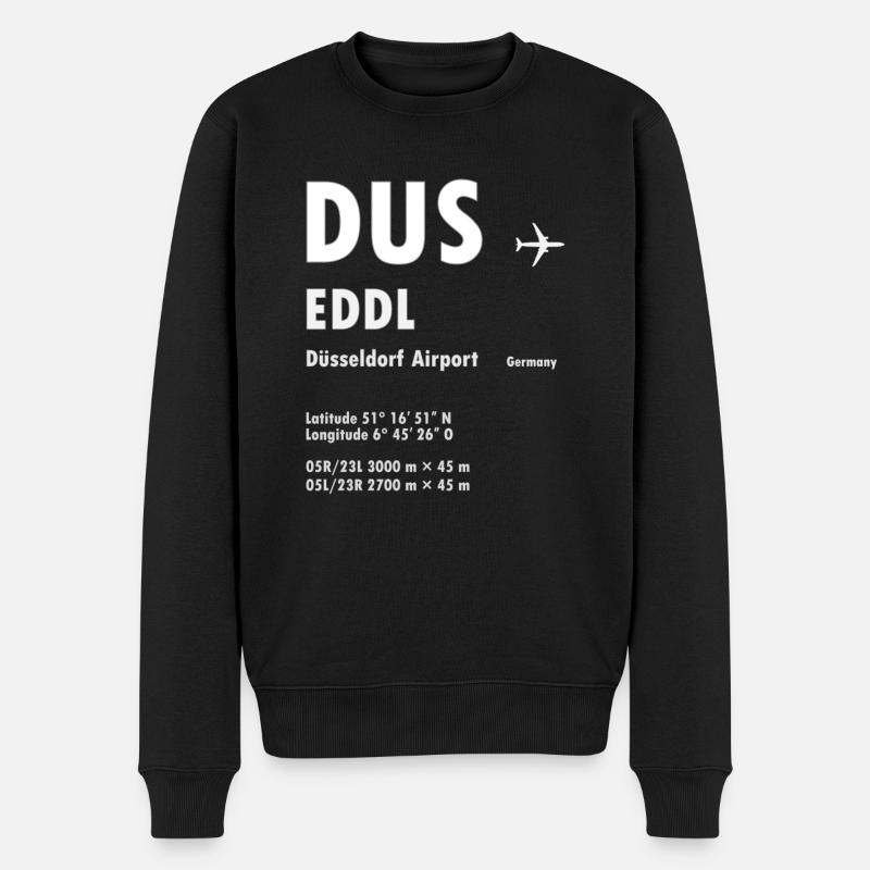 DUS Düsseldorf Airport Flughafen Geschenk - Männer Premium Bio Pullover - Schwarz