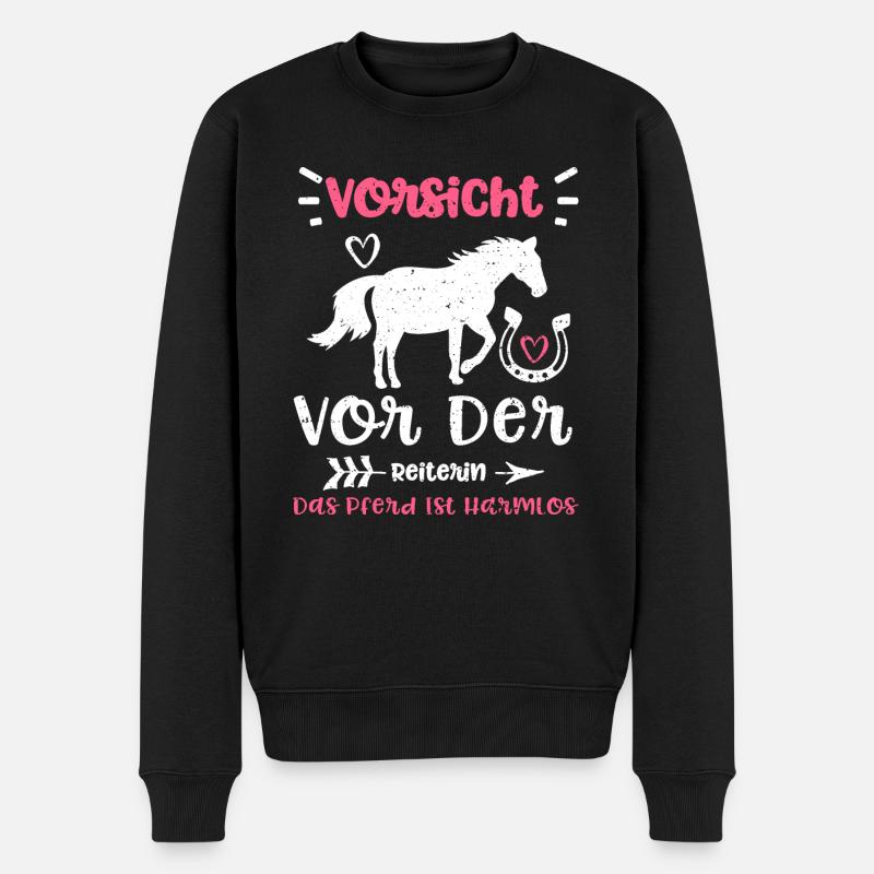 Vorsicht Vor Der Reiterin Das Pf... - Männer Premium Bio Pullover - Schwarz