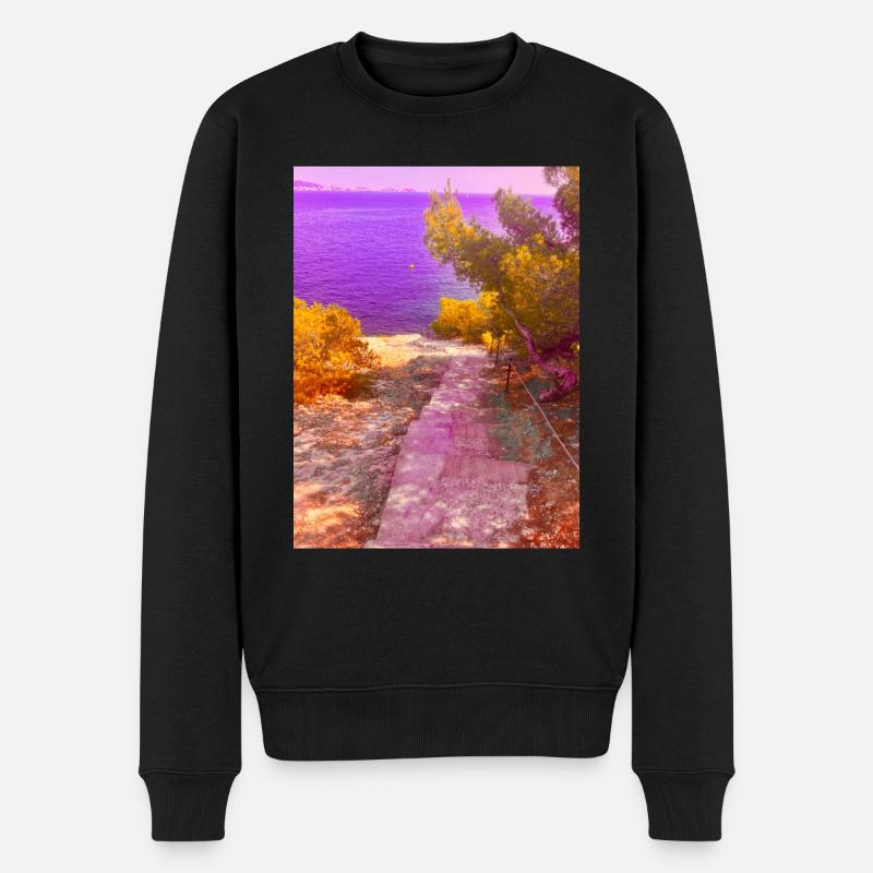 Lila - Männer Premium Bio Pullover - Schwarz