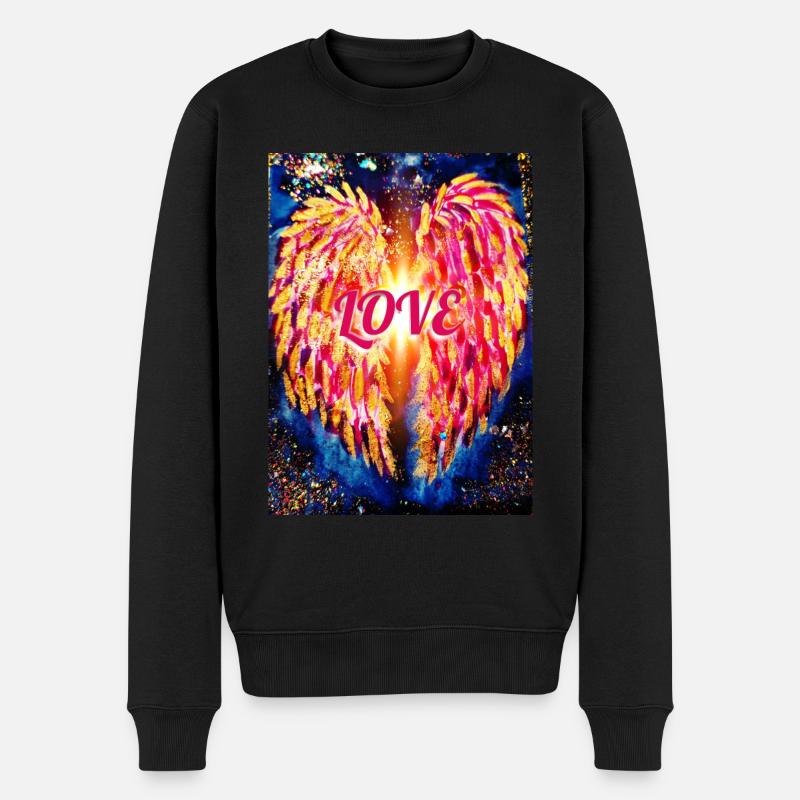 Engel der Liebe - Männer Premium Bio Pullover - Schwarz