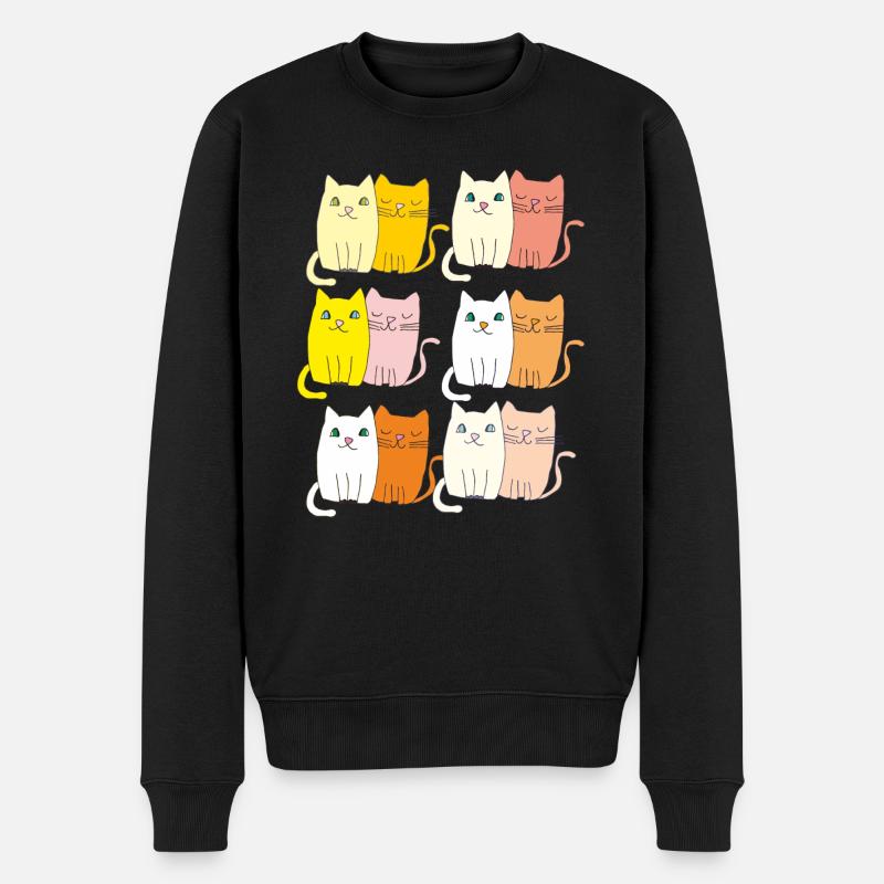 katzen lustig - Männer Premium Bio Pullover - Schwarz