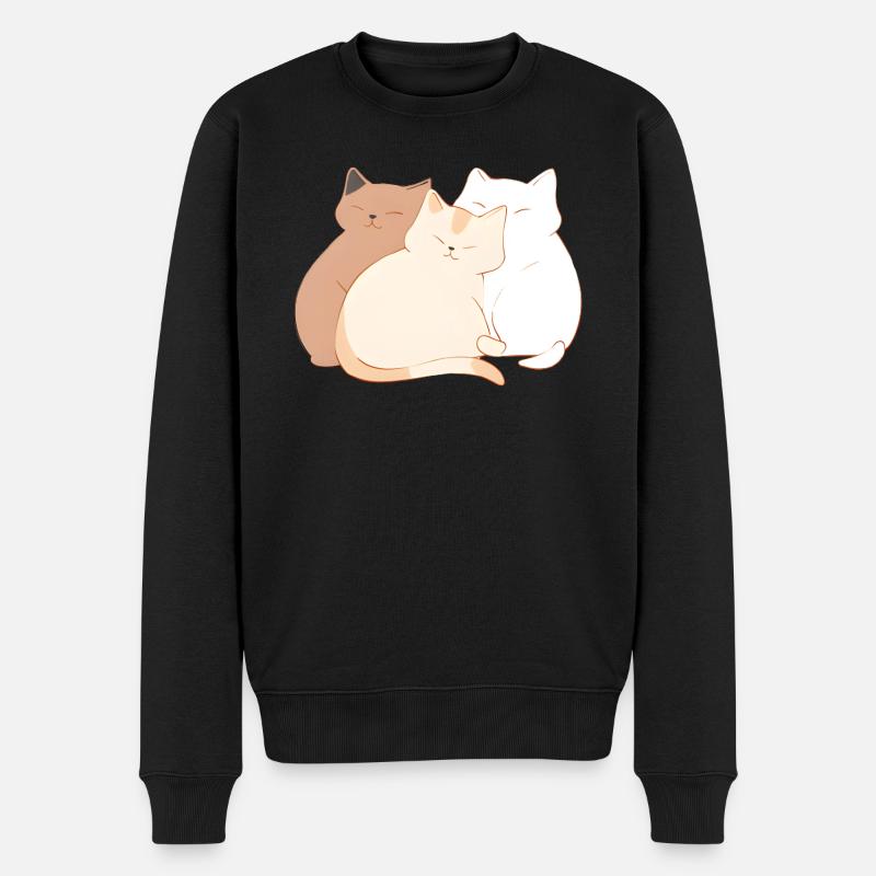 Chilling Cats - Männer Premium Bio Pullover - Schwarz