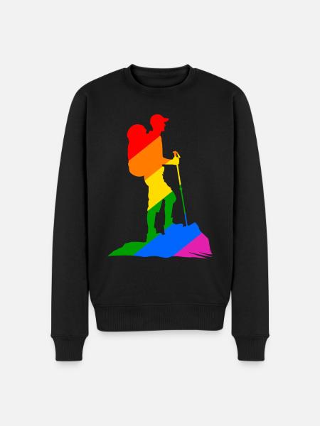 Bunter Wanderer - Wandern - Männer Premium Bio Pullover - Schwarz