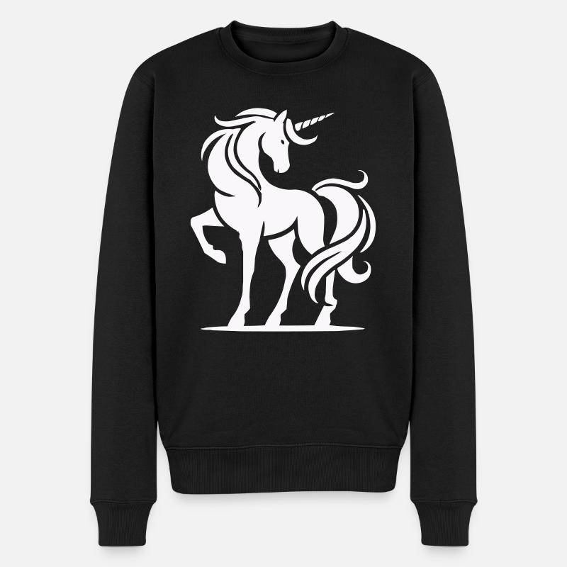 einhorn - Männer Premium Bio Pullover - Schwarz