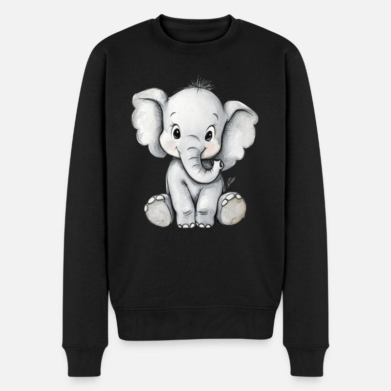 petit éléphant mignon - Pull Premium bio Homme - noir
