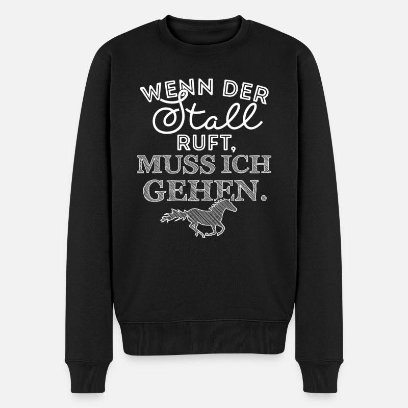 Wenn der Stall ruft muss ich gehen - Männer Premium Bio Pullover - Schwarz