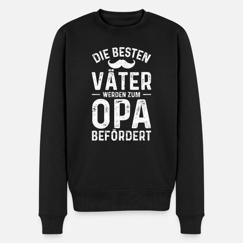 Die Besten Väter Werden Zum Opa Befördert - Männer Premium Bio Pullover - Schwarz