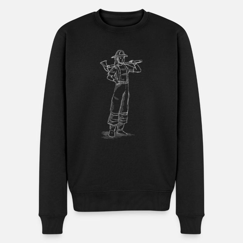 Pompier Mme Pompier 112 - Pull Premium bio Homme - noir
