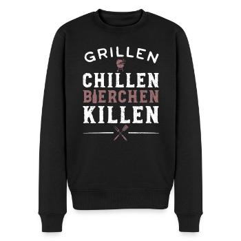 Grillen Chillen Bierchen Killen - Grillen Bier - Männer Premium Bio Pullover - Schwarz - Vorne - Nico (187cm)